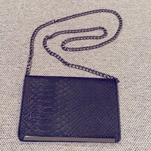 Black snakeskin chain wallet